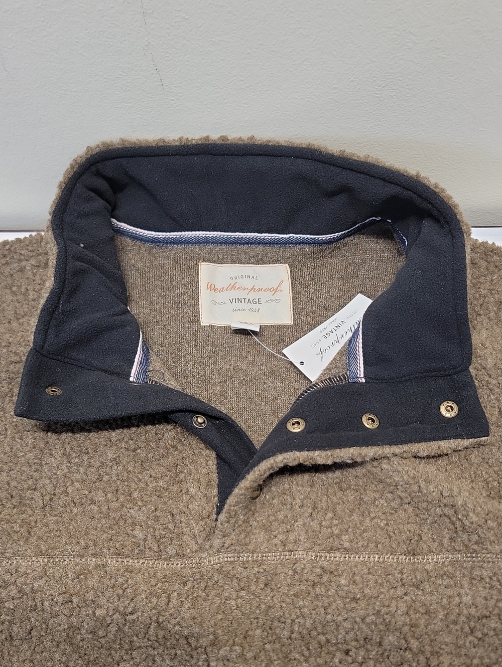 Men's NWT Weatherproof Sherpa Jacket Pullover Sz XL "Dark Moss"